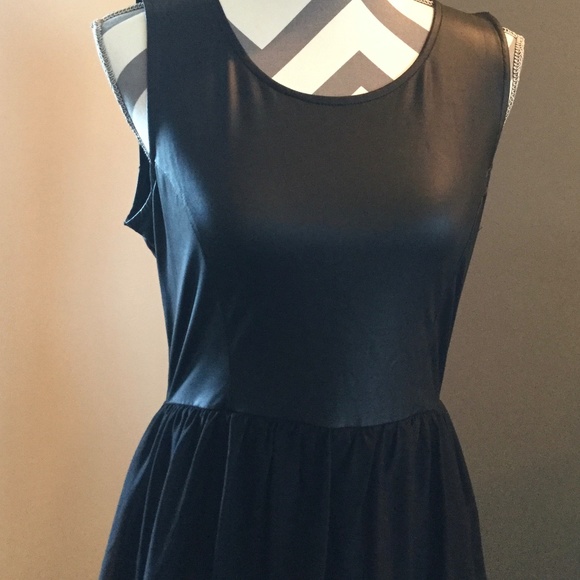 Dresses & Skirts - Black PU Leather Sleeveless Dress